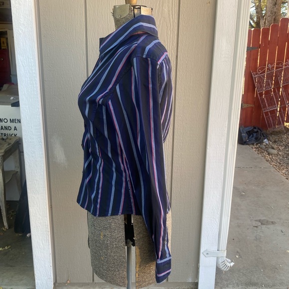 Womens faconnable striped preppy button down - Picture 2 of 5